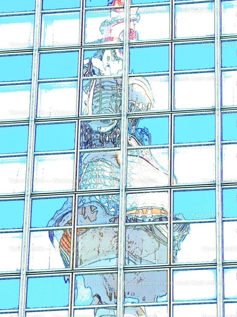 Berliner_Fernsehturm | der Berliner Fernsehturm spiegelt sich in einer  Glasfassade am Alexanderplatz - Realisiert mit Pictrs.com