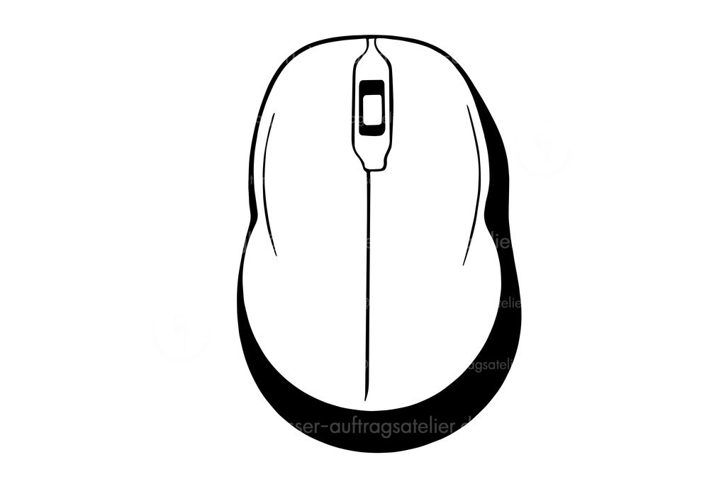 Funkmaus D | Illustration einer kabellosen Computermaus. Outlines.