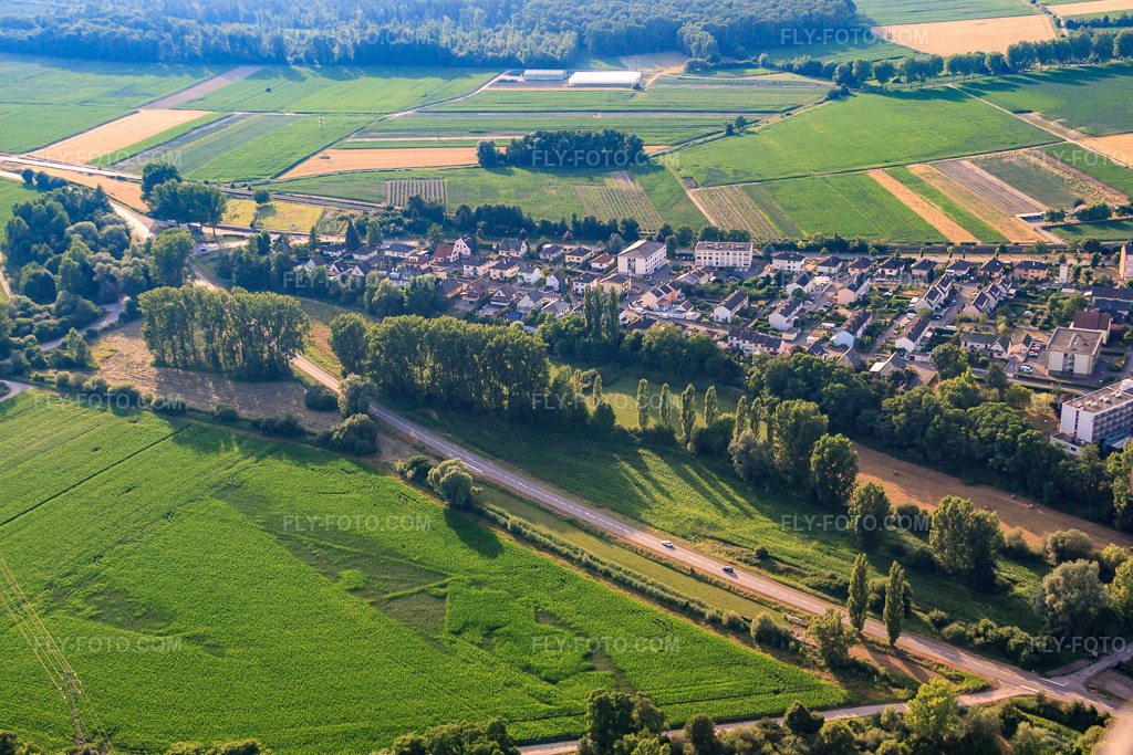 Aerial view: Rue Paul Weiss in Bischwiller in the state Bas-Rhin, France. – Photo: IMG_30383.jpg taken on 07/09/2010 by Werner Riehm/FLY-FOTO.com – Resolution of the original: 4752 x 3168 px