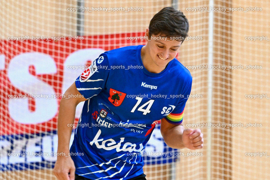 SC Ferlach vs. HSG Holding Graz 23.9.2023 | #14 RATH Mathias SC Ferlach, SC Ferlach vs. HSG Holding Graz 23.9.2023, SC Ferlach vs. HSG Holding Graz am 23.09.2023 in Bleiburg (Ballspielhalle Ferlach), Austria, (Photo by Bernd Stefan)