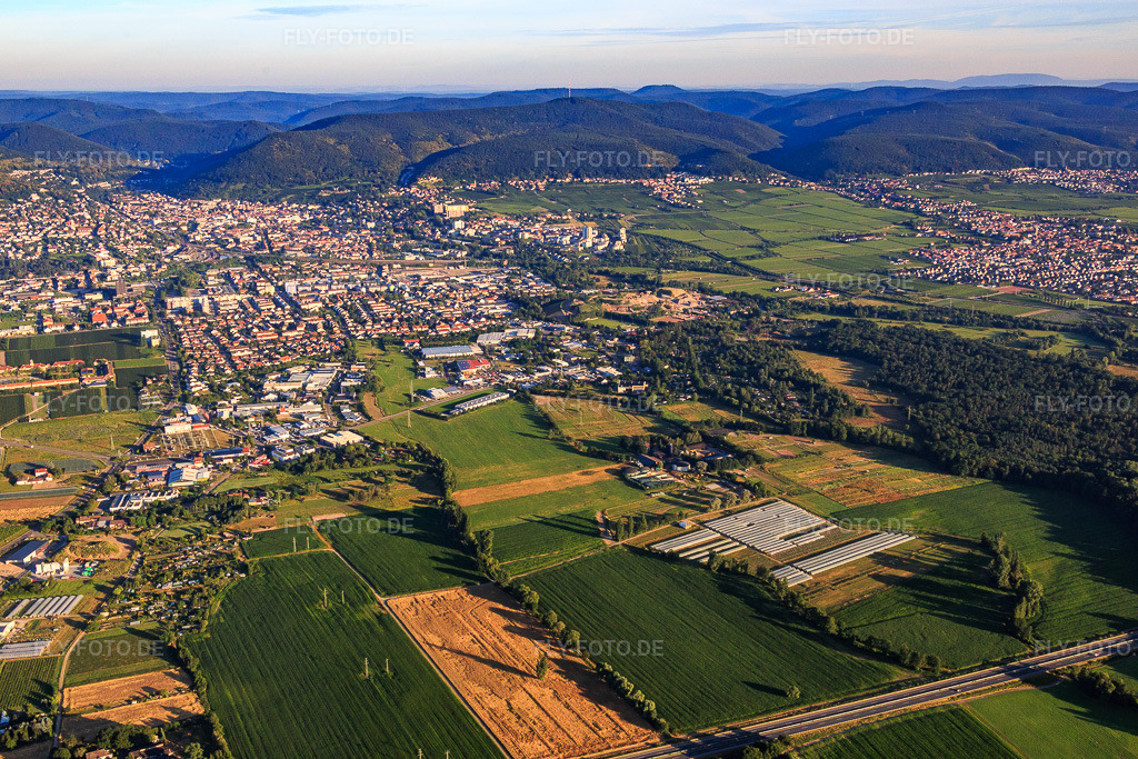 Luftbild: Ortsteil Branchweiler von Osten in Neustadt an der Weinstraße im Bundesland Rheinland-Pfalz in Deutschland. Foto: IMG_091641.jpg vom 10.07.2016 durch Werner Riehm/FLY-FOTO.de