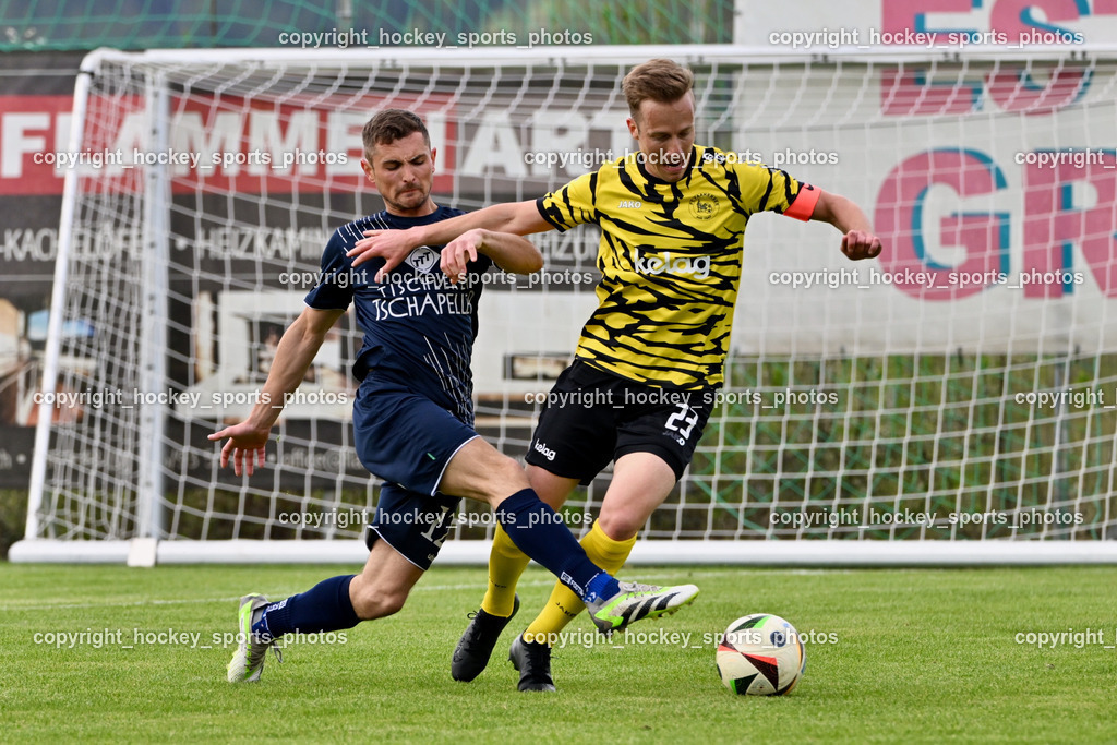 FC Faakersee vs. FC Dölsach | #12 Christian Brandstätter FC Dölsach, #23 Roman Adunka FC Faakersee, FC Faakersee vs. FC Dölsach, FC Faakersee vs. FC Dölsach am 20.04.2025 in Finkenstein (Sportplatz Finkenstein), Austria, (Photo by Bernd Stefan)