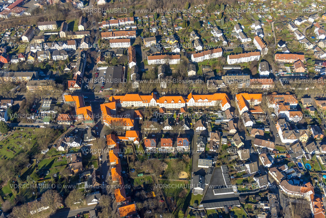 Luenen230204052 | Luftbild, Victoria-Siedlung Barbarastraße und Knappenweg mit roten Dächern, Lünen, Ruhrgebiet, Nordrhein-Westfalen, Deutschland
