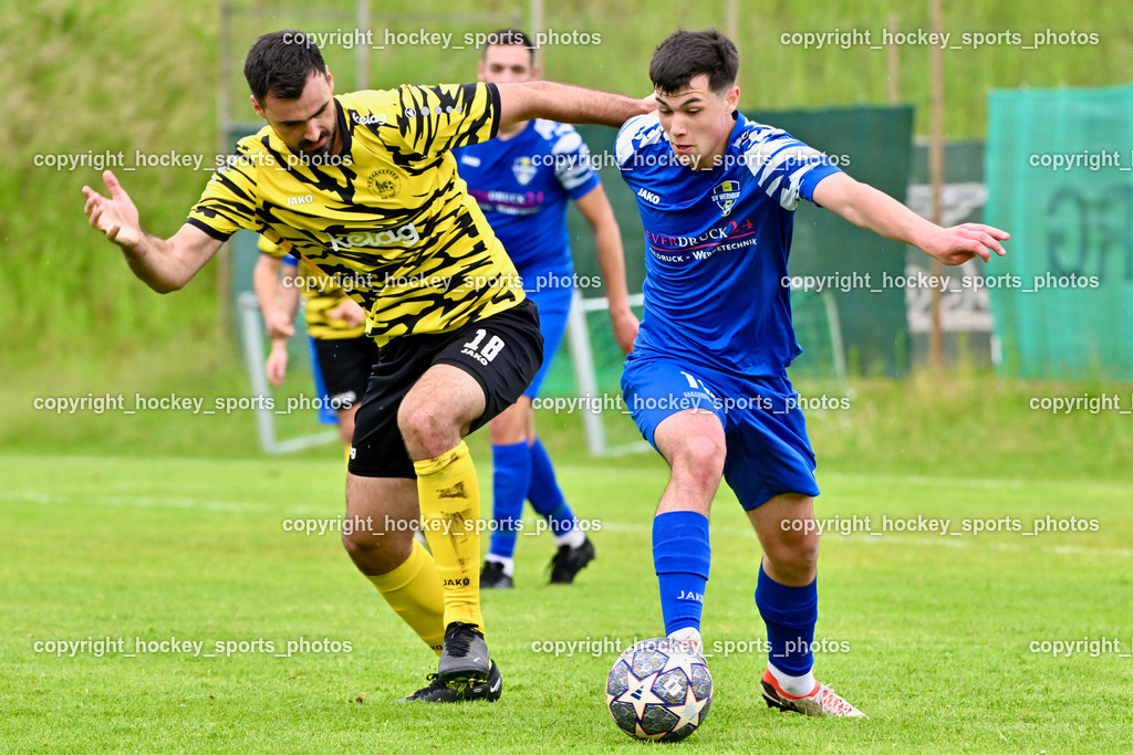 SV Wernberg vs. FC Faakersee | #18 Andreas Unterguggenberger FC Faakersee, #10 Dominik Popovic SV Wernberg, SV Wernberg vs. FC Faakersee, SV Wernberg vs. FC Faakersee am 01.06.2024 in Wernberg (Sportplatz Wernberg), Austria, (Photo by Bernd Stefan)