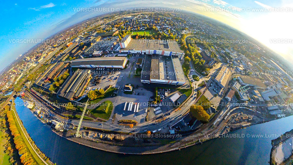 Hamm241090501Hafen_VoestAlpine | Luftbild, Hafen Hamm mit voestalpine Böhler Welding Germany GmbH am Datteln-Hamm-Kanal, Erdkugel, Fisheye Aufnahme, Fischaugen Aufnahme, 360 Grad Aufnahme, tiny world, little planet, fisheye Bild, Mitte, Hamm, Ruhrgebiet, Nordrhein-Westfalen, Deutschland