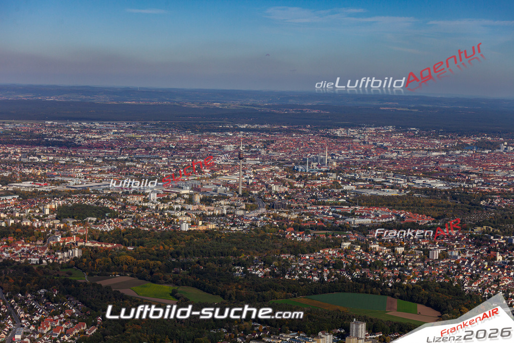 aktuelles Luftbild von Nuernberg   - Luftaufnahme wurde 2019 von https://frankenair.de mittels Flugzeug (keine Drohne) erstellt.