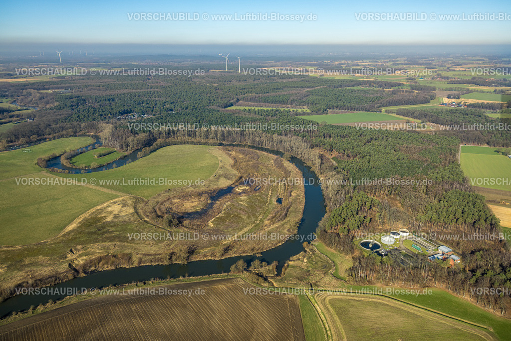 Olfen230206781Lippe | Luftbild, Renaturierung Fluss Lippe, Projekt Lebendige Lippe, Lipperband, Fluss Lippemäander, Fluss und Auenentwicklung, Olfen-Kirchspiel, Olfen, Münsterland, Nordrhein-Westfalen, Deutschland