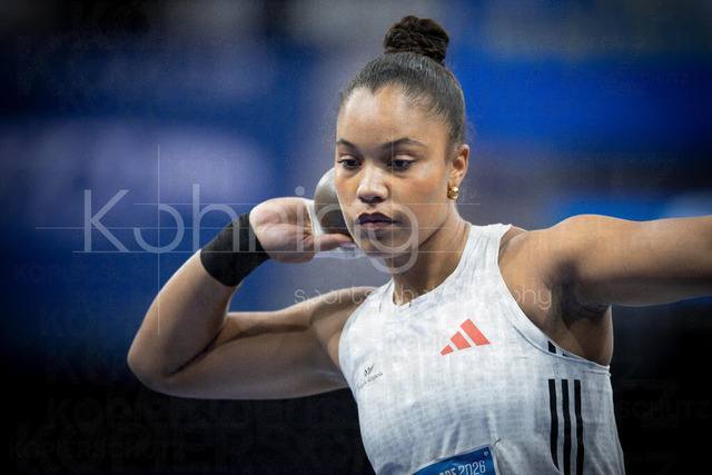 ISTAF Indoor; Duesseldorf, 24.01.2026 | DUESSELDORF, GERMANY - JANUARY 24: Yemisi Ogunleye (GER), shot put, during the ISTAF Indoor Dusseldorf at PSD Bank Dome on January 24, 2026 in Duesseldorf, Germany. 
