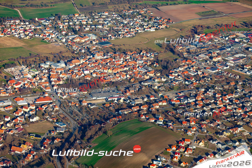 Das Luftbild der Stadt Burgebrach wurde 2019 vom Flugzeug heraus erstellt (keine Drohne) Aufnahmehöhe ca.400 Meter- hohe Auflösung- beste Druck-Qualität garantiert!