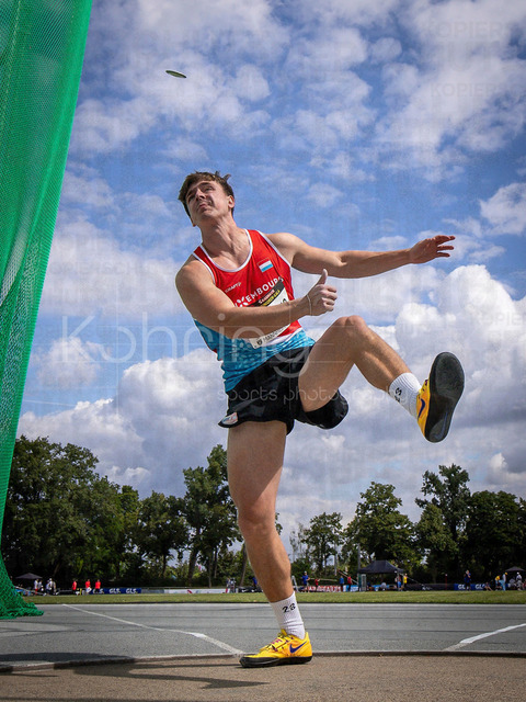 Juniorengala 2026; Mannheim, 14.06.2026 | MANNHEIM, GERMANY - JUNE 14, 2026 : Noa Delarue (FRA/France) competing in the men’s U20 discus throw during the Juniorengala 2026 at Michael-Hoffmann-Stadion on June 14, 2026 in Mannheim, Germany.