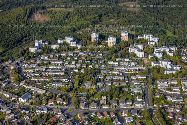 Kreuztal230911664 | Luftbild, Hochhaus Wohnsiedlung Eggersten Ring, LEG Wohnen NRW, Kreuztal, Siegerland, Nordrhein-Westfalen, Deutschland