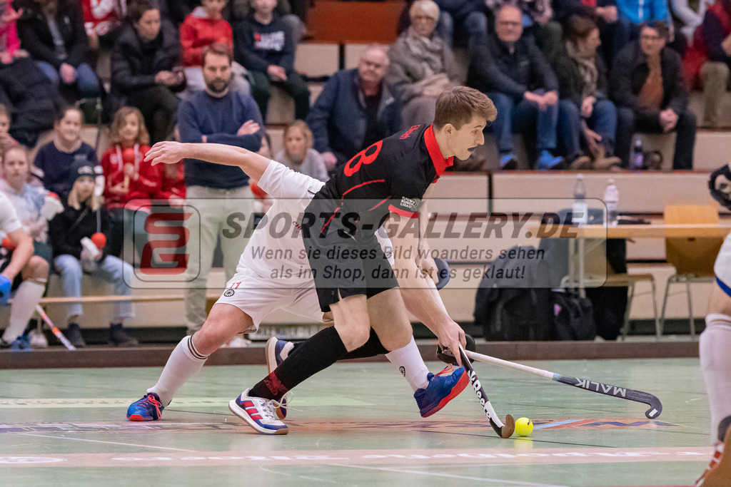 HK_20230113_102676 | 1. Bundesliga ( Halle ) Herren Crefelder HTC - DSD Düsseldorf am 13.1.2023 Crefelder HTC  ( CHTC ) Halle Glockenspitz , Krefeld , Thilo Ellereich ( DSD Düsseldorf #28 )