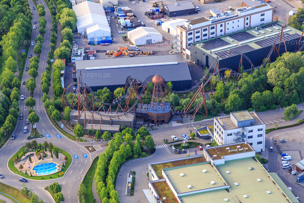 Luftbild: Voltron Nevera powered by Rimac des Europapark Rust in Rust im Bundesland Baden-Württemberg in Deutschland. Foto: IMG_147298.jpg vom 29.05.2025 durch Werner Riehm/FLY-FOTO.deico_highlight