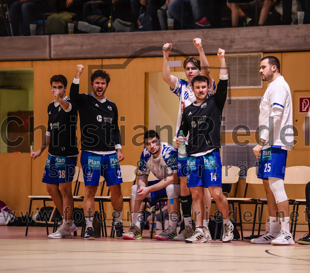 2024-11-24_036_SpVgg_Altenerding_gegen_ASV_Dachau | Erding, Deutschland, 24.11.2024:Handball, Bezirksoberliga Männer 2024 / 2025, 8. Spieltag, SpVgg Altenerding gegen ASV Dachau, Endergebnis: 30:23Alexander Kirschner (ASV Dachau, #38), Matthias Hauß (ASV Dachau, #22), Nicolas Fill (ASV Dachau, #10), Johannes Pscherer (ASV Dachau, #14), Marco Dehn (ASV Dachau, #25)Foto: Christian Riedel / fotografie-riedel.net