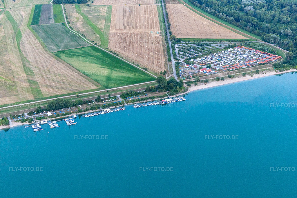 Luftbild: Kollersee, Kollerinsel, HSK Ludwigshafen in Brühl im Bundesland Baden-Württemberg in Deutschland. Foto: IMG_121078.jpg vom 25.07.2020 durch Werner Riehm/FLY-FOTO.de