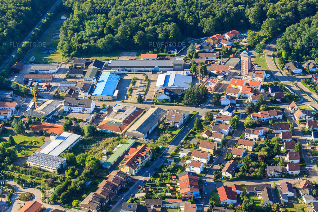 Luftbild: Schreinerei EL & K in Jockgrim im Bundesland Rheinland-Pfalz in Deutschland. Foto: IMG_30881.jpg vom 31.07.2010 durch Werner Riehm/FLY-FOTO.de