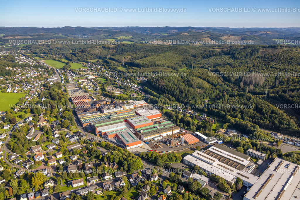 Hilchenbach230911488 | Luftbild, Amova SMS group GmbH Maschinenbau im Gewerbegebiet Dahlbruch an der  Marburger Straße Bundesstraße B508 am Waldgebiet, Dahlbruch, Hilchenbach, Siegerland, Nordrhein-Westfalen, Deutschland