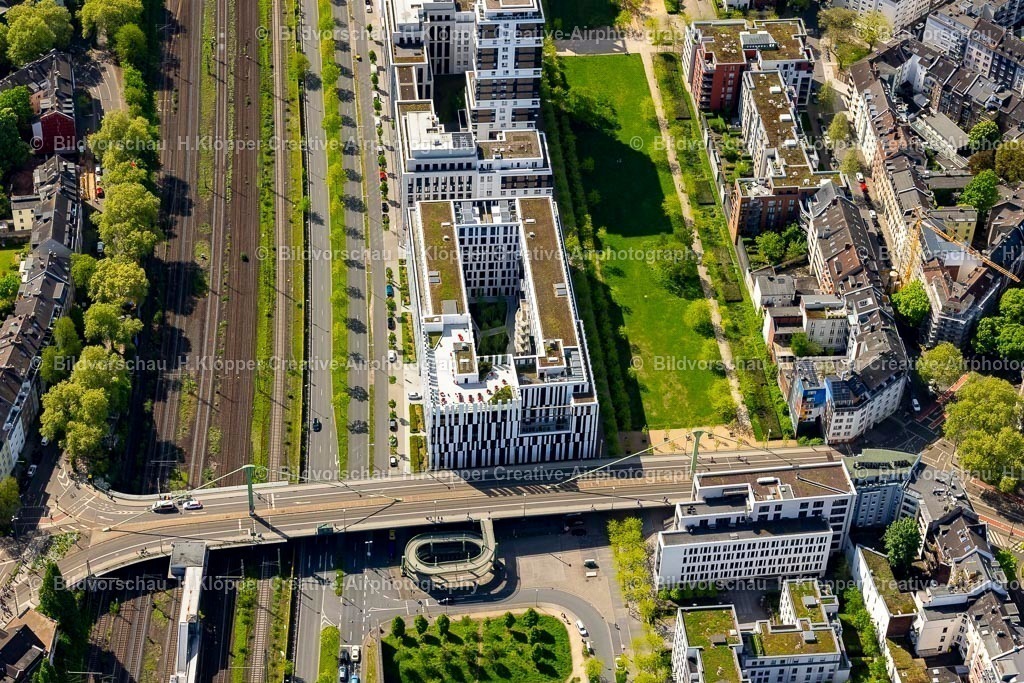 Luftbild Düsseldorf-2176 | Luftbild Büro- und Geschäftshaus- Ensemble " Le Quartier Central " an der Toulouser Allee im Ortsteil Stadtmitte in Düsseldorf im Ruhrgebiet im Bundesland Nordrhein-Westfalen. - Realisiert mit Pictrs.com