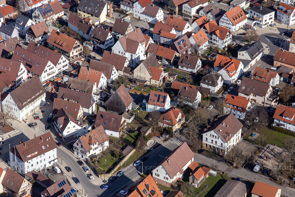 Luftbild: Hauptstr in Renningen im Bundesland Baden-Württemberg in Deutschland. Foto: IMG_125045.jpg vom 20.02.2021 durch Werner Riehm/FLY-FOTO.de