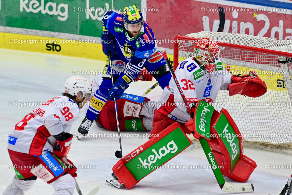 EC IDM WÄRMEPUMPEN VSV vs. EC KAC | #98 Obersteiner Daniel EC KAC, #32 Dahm Sebastian EC KAC, #8 Rebernig Maximilian EC VSV, EC IDM WÄRMEPUMPEN VSV vs. EC KAC, EC IDM WÄRMEPUMPEN VSV vs. EC KAC am 02.02.2025 in Villach (Stadthalle Villach), Austria, (Photo by Bernd Stefan)