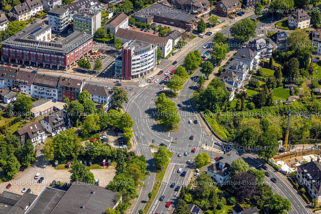 Essen230511902 | Luftbild, Bewaldete Straßenkreuzung Stadtwaldplatz, Heisinger Straße und Wittenbergstraße, Stadtwald, Essen, Ruhrgebiet, Nordrhein-Westfalen, Deutschland