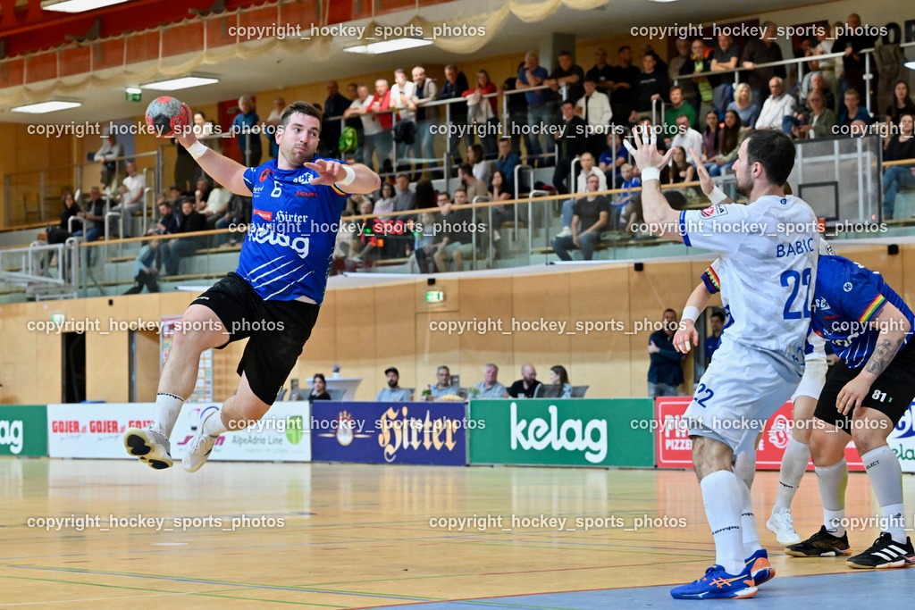 SC Ferlach vs. ALPLA HC Hard | #6 Nosan Blaz SC Ferlach, #22 BABIC Dejan SC Hard, SC Ferlach vs. ALPLA HC Hard, SC Ferlach vs. ALPLA HC Hard am 05.04.2025 in Ferlach (Ballspielhalle Ferlach), Austria, (Photo by Bernd Stefan)