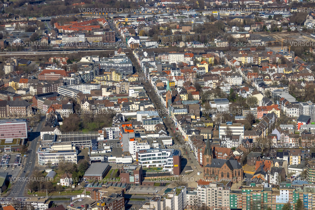 Herne230212118 | Luftbild, Neubau Europagarten und Europaplatz, Kreuzkirche und Bahnhofstraße, Herne-Mitte, Herne, Ruhrgebiet, Nordrhein-Westfalen, Deutschland