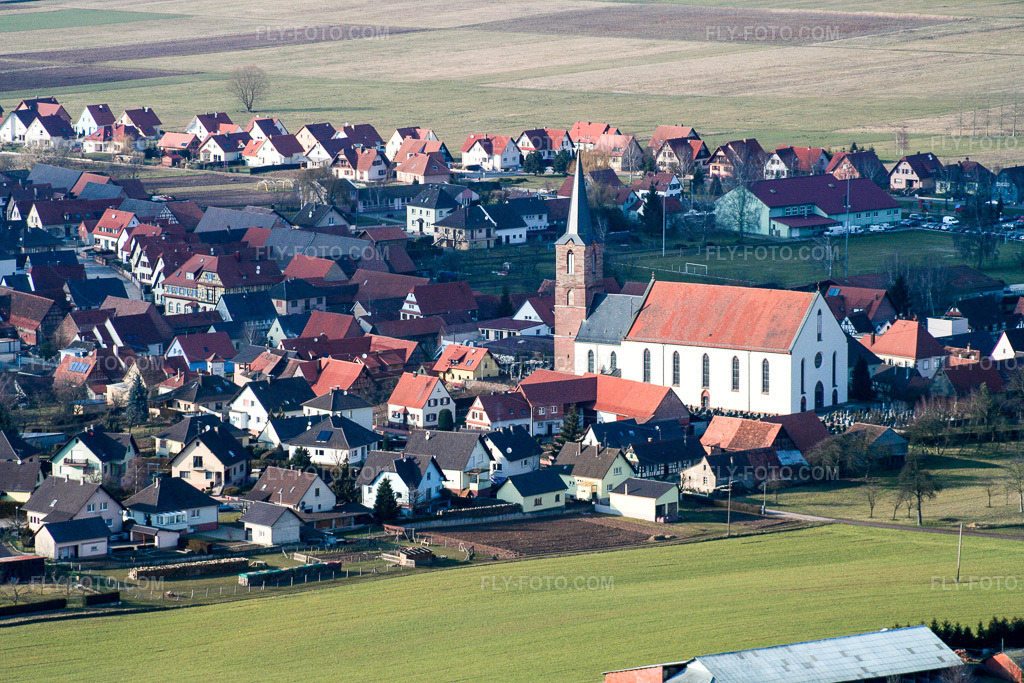 Aerial view: View of the town in Schleithal in the state Bas-Rhin, France.Photo: IMG_1192.jpg taken on 03/12/2006 by Werner Riehm/FLY-FOTO.comResolution of the original: 3456 x 2304 px