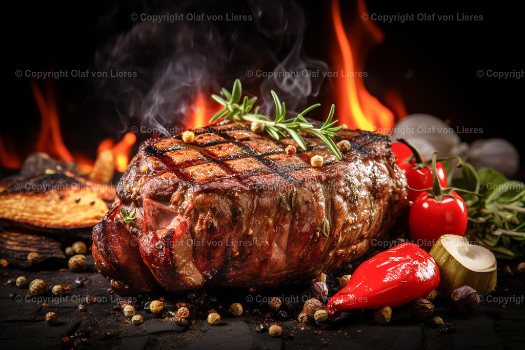 Steak mit Zutaten | gebratenes Fleisch