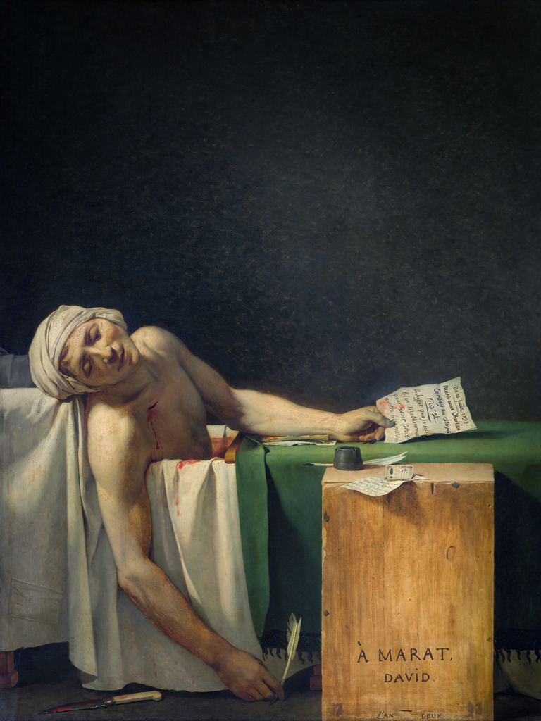 2502020 - Jacques-Louis David - Der Tod des Marat | Moderne Wandbilder auf Leinwand, Acylglas, Alu-Dibond oder als Poster. Tauchen Sie ein in die Welt KI-generierter Kunstwerke - entdecken Sie hochwertige Kunstdrucke unserer Gemälde, Illustrationen und fotorealistischen Motive.