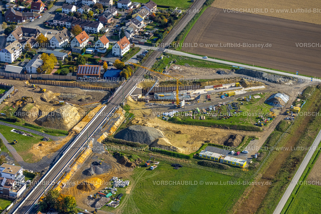 Hamm221003347 | Luftbild, geplanter Haltepunkt in Westtünnen, Baustelle am Südfeldweg und Von-Thünen-Straße für den künftigen Bahnhaltepunkt, Rhynern, Hamm, Ruhrgebiet, Nordrhein-Westfalen, Deutschland