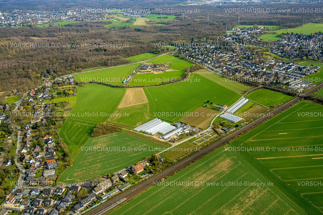 Duisburg230302428 | Luftbild, Rosen Ruland Gewächshäuser, Wiesen und Felder für mögliche neue Bauprojekte, Angermund, Düsseldorf, Ruhrgebiet, Nordrhein-Westfalen, Deutschland