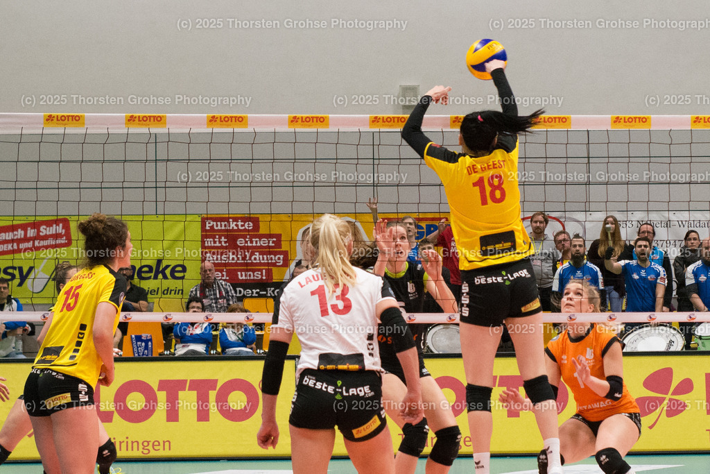 VBL VFB SUHL vs. LADIES IN BLACK AACHEN | VFB Suhl am Ball; VBL VFB SUHL vs. LADIES IN BLACK AACHEN, Volleyball-Bundesliga Frauen am 03.02.2018 in der Multihalle in Meiningen, (Deutschland) - Realisiert mit Pictrs.com
