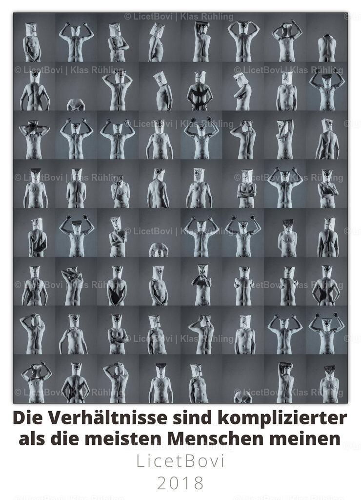 Die Verhältnisse sind komplizierter als die meisten Menschen meinen | The situation is more complicated than most people thinkFrom a series of objects, performance videos, installations and photographs, 2019Recommended format and material: 13x18, gloss - Realisiert mit Pictrs.com