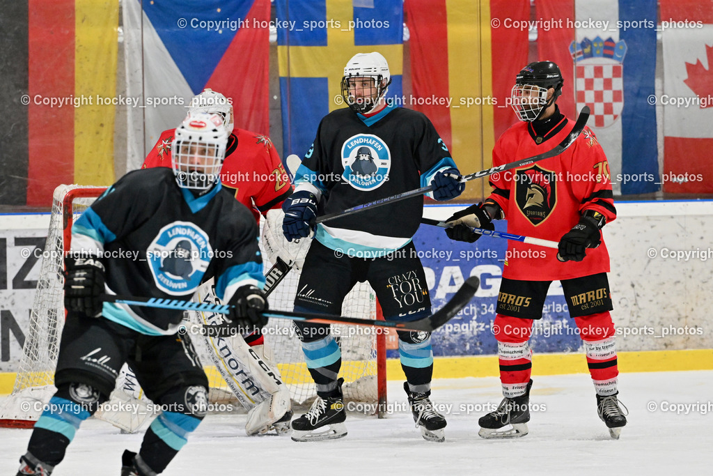 Lendhafen Seelöwen vs. Spartans Althofen | #33 Kreiner Maximilian Lendhafen Seelöwen, #70 Schumnig Martin Spartans Althofen, Lendhafen Seelöwen vs. Spartans Althofen, Lendhafen Seelöwen vs. Spartans Althofen am 14.02.2025 in Ferlach (HTC Eishalle Ferlach), Austria, (Photo by Bernd Stefan)