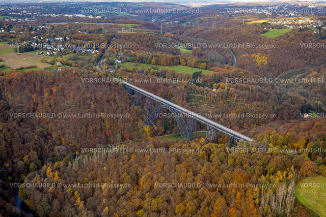 Solingen231100786MuengstenerBruecke | Luftbild, Müngstener Brücke über den Fluss Wupper im Herbtwald, herbstliche Laubbäume, Dorperhof-Hästen, Solingen, Rheinland, Nordrhein-Westfalen, Deutschland