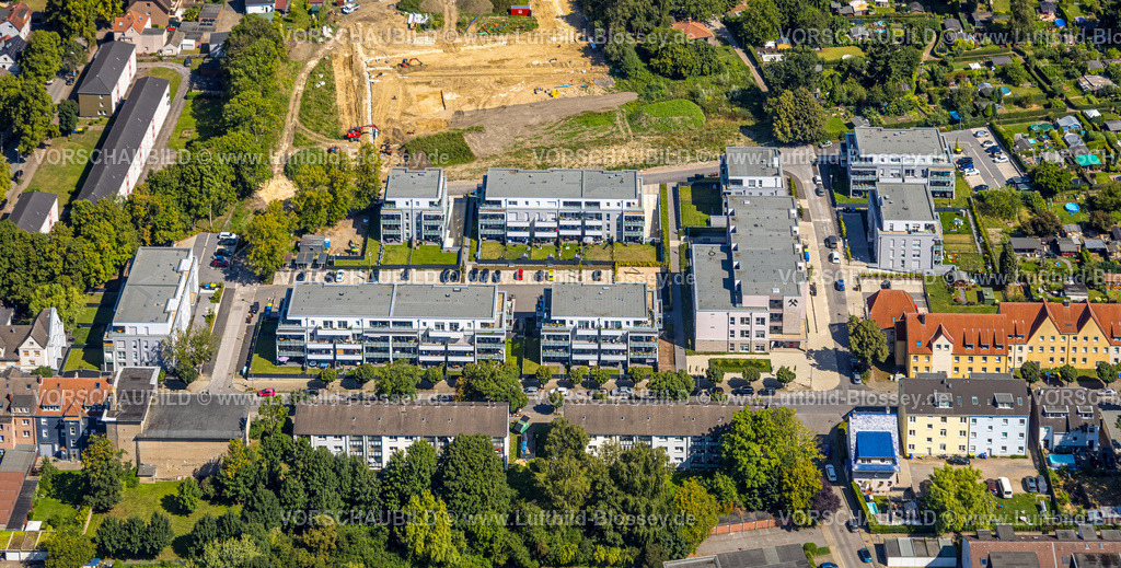 Gladbeck250800907 | Luftbild, Siedlung Schlägel und Eisen mit Baustelle für Neubau von Altenpflegeheim und Wohnquartier an der Bohnekampstraße, Zweckel, Gladbeck, Ruhrgebiet, Nordrhein-Westfalen, Deutschland