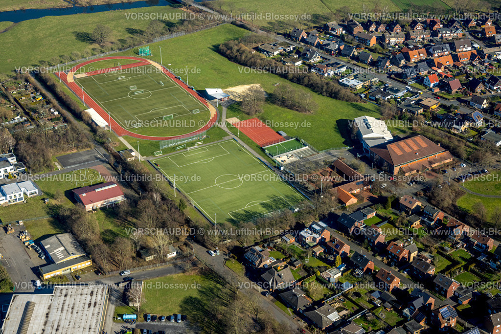 Olfen230206598 | Luftbild, Steversportpark mit Steverstadion, Olfen-Stadt, Olfen, Münsterland, Nordrhein-Westfalen, Deutschland