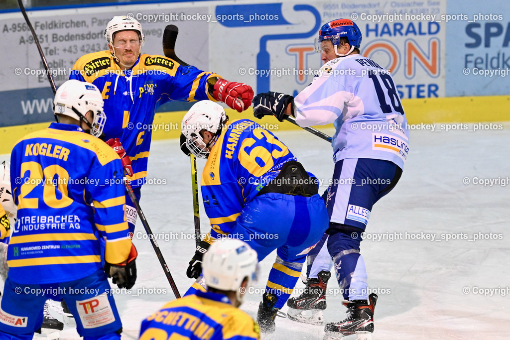 ESC Steindorf vs. EHC Althofen 4.11.2023 | #18 Isopp Maximilian Oliver, #63 Hammerle Simon, #18 Pewal Martin