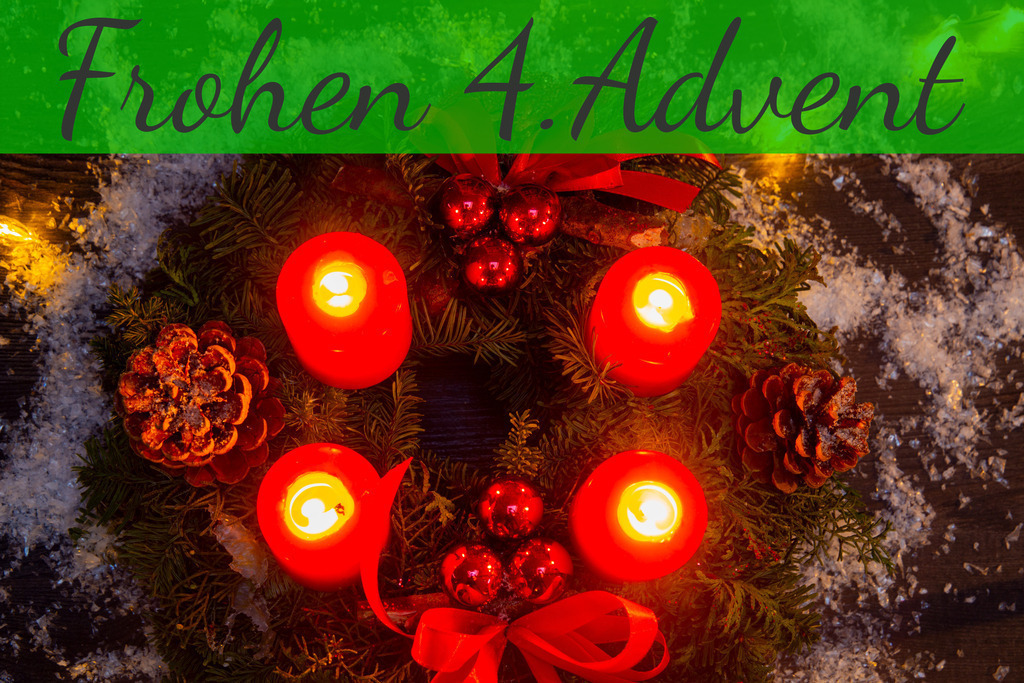 Adventsgrüße 4. Advent: Adventskranz mit vier brennenden Kerzen und Text FROHEN 4.ADVENT | Adventsgrüße 4. Advent: Adventskranz mit vier brennenden Kerzen und Text FROHEN 4.ADVENT - Realisiert mit Pictrs.com