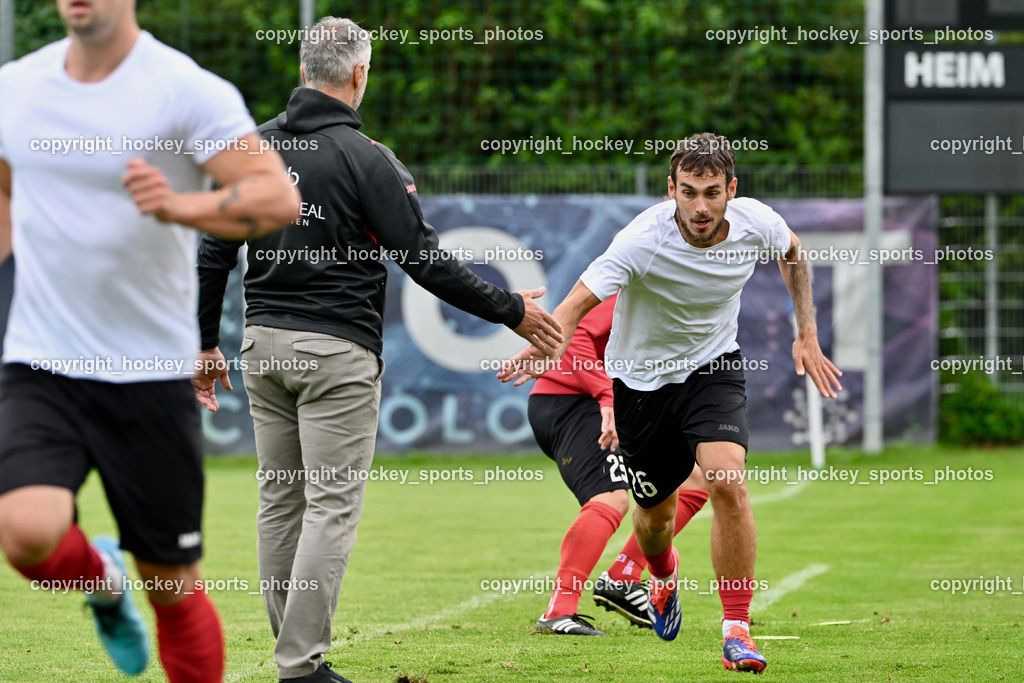 SAK vs. ATUS Ferlach | #26 Martin Sustersic ATUS Ferlach, Headcoach ATUS Ferlach Darko Djukic, SAK vs. ATUS Ferlach, SAK vs. ATUS Ferlach am 01.08.2025 in Klagenfurt (Sportpark Welzenegg), Austria, (Photo by Bernd Stefan)