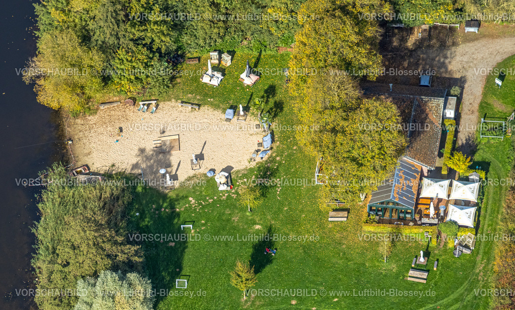 Rees251005031 | Luftbild, Strandbad und Strandcafe Millinger Meer mit Sandstrand am Landwehr, Millingen, Rees, Niederrhein, Nordrhein-Westfalen, Deutschland