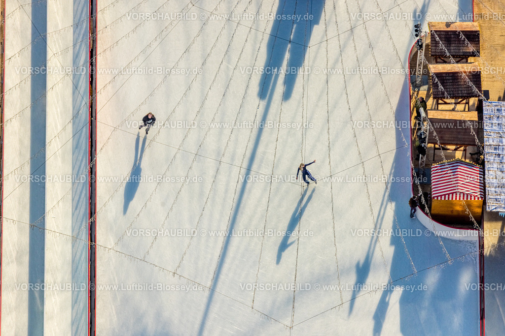 Essen260100939 | Luftbild, Eisbahn auf dem Kennedyplatz, größte Eisbahn in NRW, Wintertraum, Stadtkern, Essen, Ruhrgebiet, Nordrhein-Westfalen, Deutschland