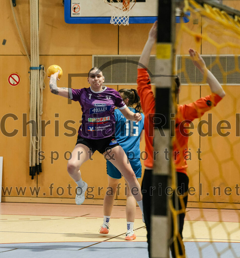 2024-02-24_024_SpVgg_Altenerding_gegen_SSG_Metten_Frauen | Erding, Deutschland, 24.02.2024:
Handball, Bezirksoberliga Frauen Altbayern 2023 / 2024, 15. Spieltag, SpVgg Altenerding gegen SSG Metten, Endergebnis: 32:28

Lena Marie Becker (SpVgg Altenerding, #7), Tanja Kraus (SSG Metten, #12)

Foto: Christian Riedel / fotografie-riedel.net