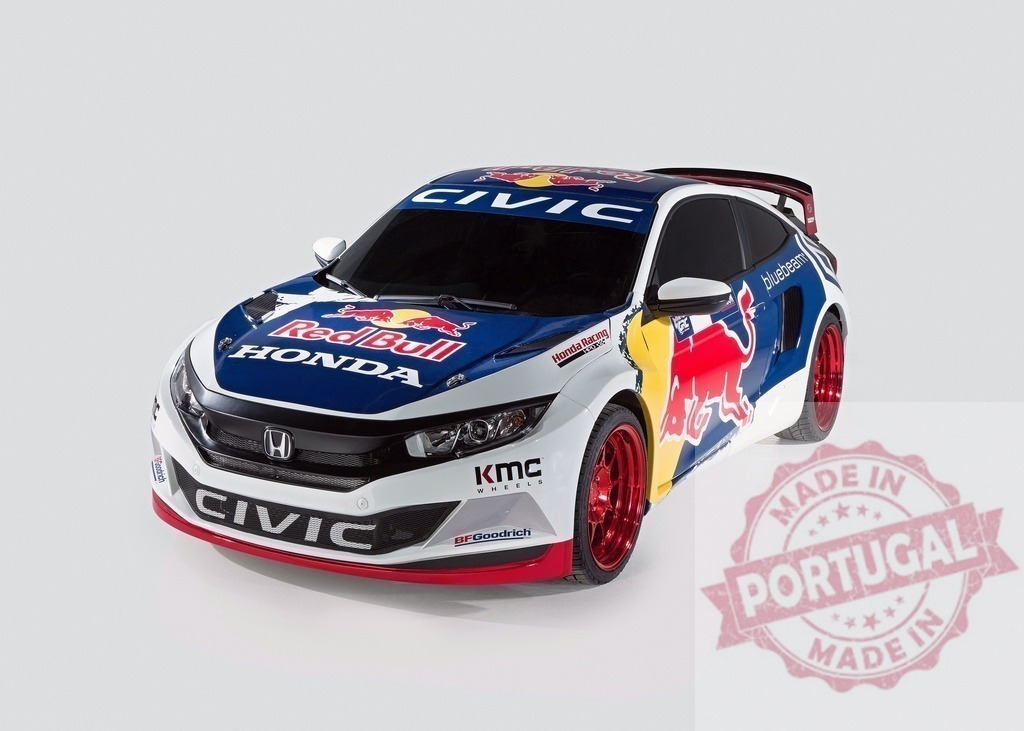Honda Civic Red Bull Rally Car posing on white background | Red Bull Honda Civic rally car posing on a white background - Realized with Pictrs.com