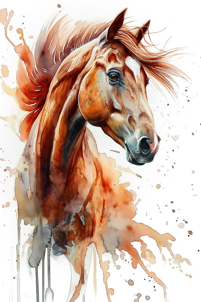2408019 - Pferdeillustration | Ein Pferd im Stil eines Aquarellgemäldes.Bestellen Sie dieses Motiv als hochwertigen Kunstdruck in verschiedenen Ausführungen und Größen.