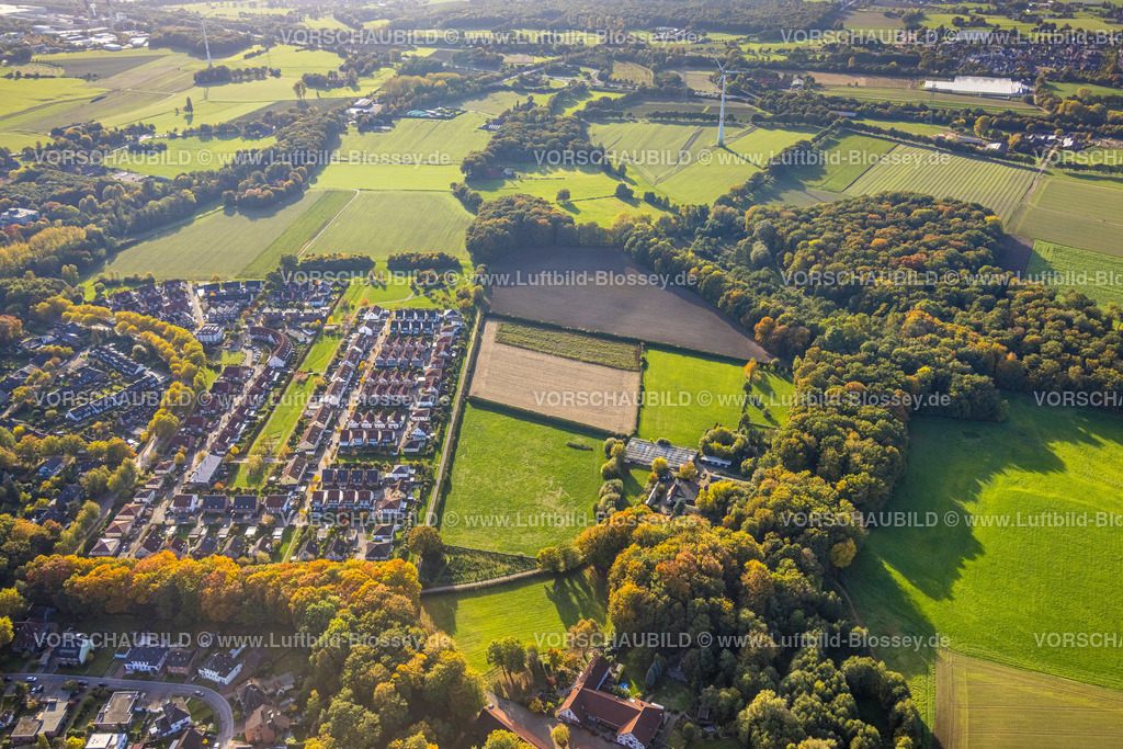 Gladbeck221005889 | Luftbild, Reihenhaussiedlung Albert-Einstein-Straße, Waldgebiet, Zweckel, Gladbeck, Ruhrgebiet, Nordrhein-Westfalen, Deutschland