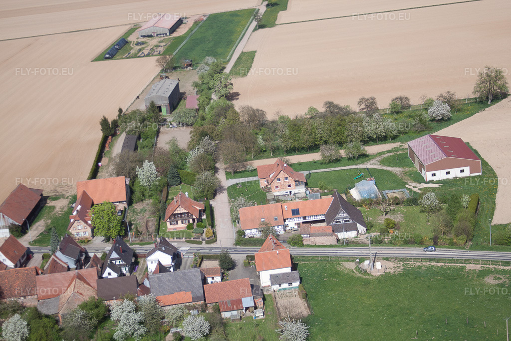 Vue aérienne: Quartier de Frohnackerhof à Seebach dans le département Bas Rhin, France – .Photo: IMG_39453.jpg prise le 10/04/2011 par Werner Riehm/FLY-FOTO.eu – Résolution de l'original: 4752 x 3168 px