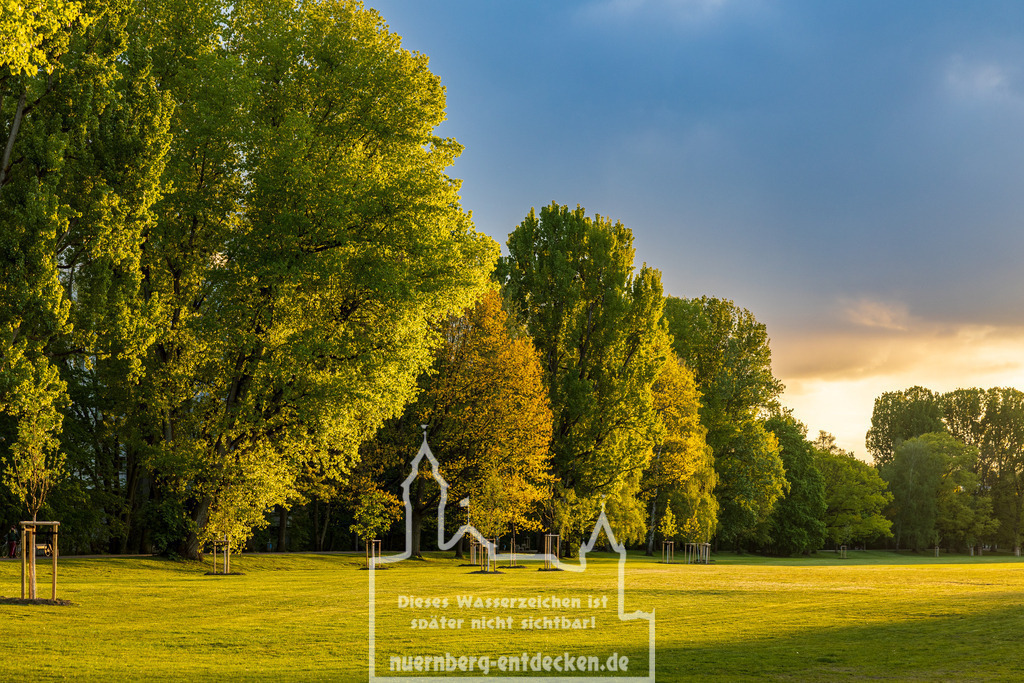 Frühling in Nürnberg | Grüne Oase in der Innenstadt Nürnbergs, hier die Wöhrder Wiese in den Abendstunden kurz vor dem Sonnenuntergang. - Realisiert mit Pictrs.com