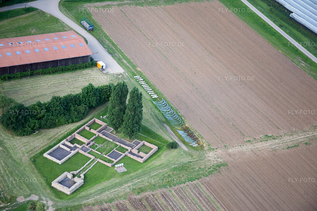 Luftbild: Römischer Gutshof Villa Rustika im Ortsteil Großsachsen in Hirschberg im Bundesland Baden-Württemberg in Deutschland. Foto: IMG_090734.jpg vom 04.07.2016 durch Werner Riehm/FLY-FOTO.de